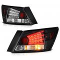 Black Bezel Fiber Optic Tube Led Tail Light Housing Lamp For 2008-2012 Honda Accord Sedan Driver Passenger Side Replacement 