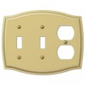 Amerelle Sonoma Polished Brass Steel 2 Toggle 1 Duplex Wallplate 