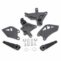 Httmt- Black Motorcycle Front Assembly Driver Footpeg Rest Pedals Frontset Foot Step Frame Bracket Kit Compatible With