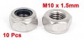 Uxcell Hex Lock Nuts M10 X 1 5mm Stainless Steel Nylon Insert Self-locking For Fasteners 10pcs Silver Tone