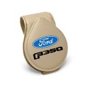 Ford F-350 Logo Beige Leather Magnetic Sunglass Holder Car Sun Visor Mount Clip Official Licensed 2 5 In X 3 38