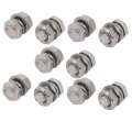 Uxcell 10pcs 304 Stainless Steel M6x12mm Hex Bolts W Nuts And Washers Assortment Kit