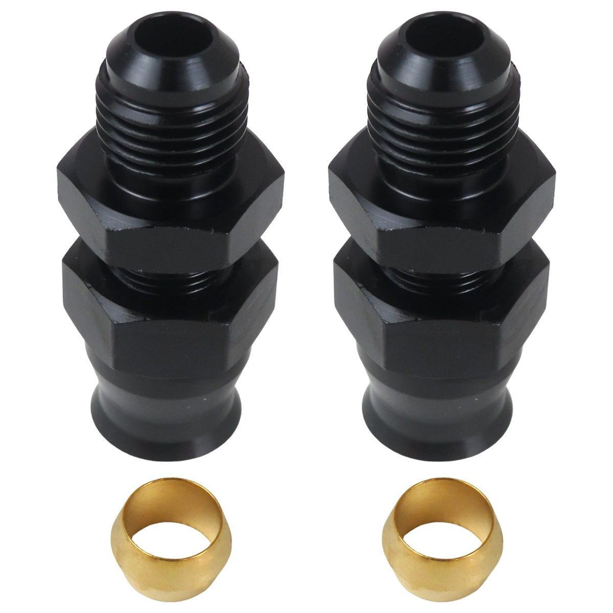 6an To 5 16 In Hardline Adapter 37 Degrees Flare Seal Aluminum Alloy With Brass Ferrule For Fuel Systems 2 Pack