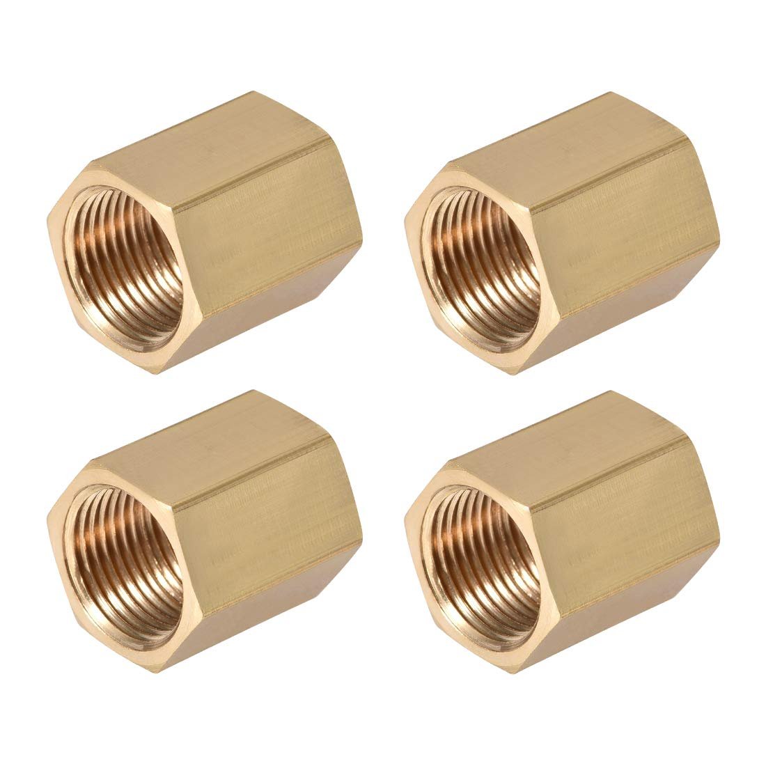Brass Pipe Fitting Connector Straight Hex Coupler G3 8 X Female Thread Gold Tone 4pcs