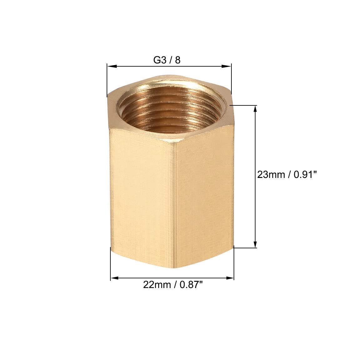 Brass Pipe Fitting Connector Straight Hex Coupler G3 8 X Female Thread Gold Tone 4pcs