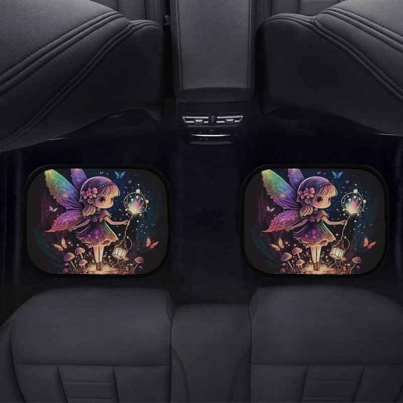 Cute Fairy Car Floor Mats Automotive Sparkling Fireflies Mushroom Rubberpet 4a Pieces Set All Weather Protector Non-slip