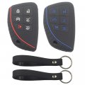 Kcpros 2pcs Black Rubber Silicone 6 Buttons Smart Key Fob Cover Case Protector Keyless With Keychain For Chevrolet Chevy 