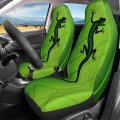 Delerain Car Seat Covers Set 2pcs Funny Gecko Green Leaf Universal Front Seats Vehicle Enterior Protector Suitable Fits Most