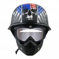 1storm Novelty Motorcycle Half Face Helmet German Style Dot Approved Hky602 Flag Skull Black Clear Goggle Bundle 