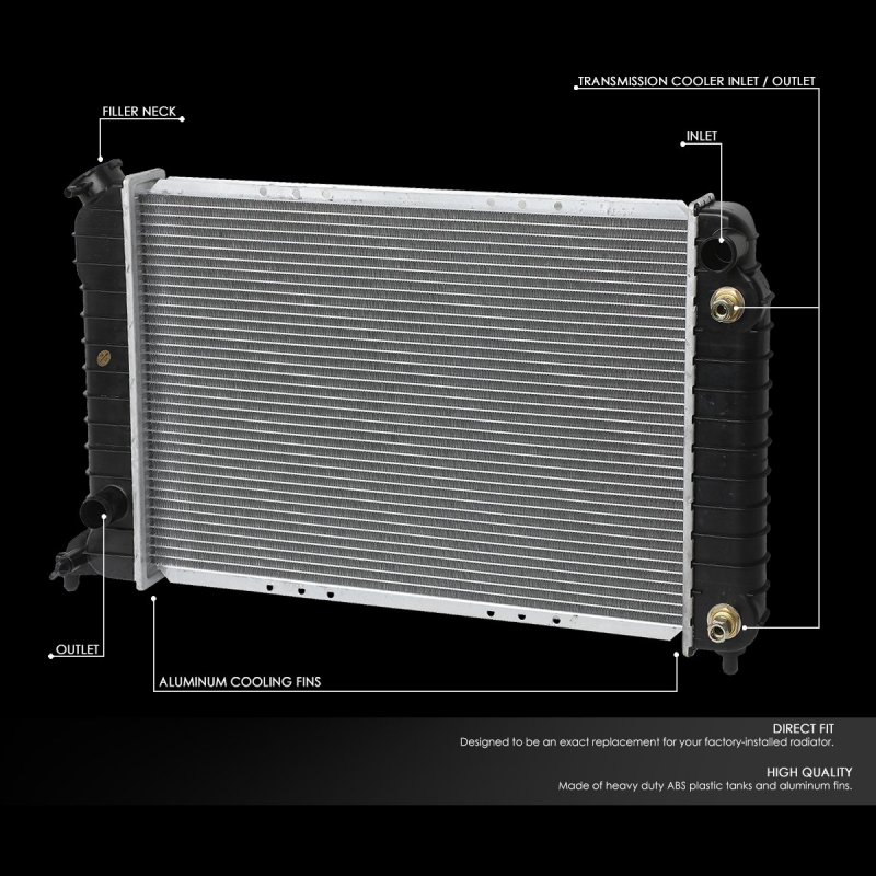Dna Motoring Oem-ra-1531 Oe Style Direct Fit Aluminum Core Radiator For 94-03 Chevy S10 Sonoma 2 2l 23-5 8 W X 14-7 H 5 D 1-5
