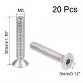 Uxcell M5x30mm Flat Head Machine Screws Inner Hex Screw 304 Stainless Steel Fasteners Bolts 20pcs