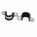 Uxcell 16mm Dia Rubber Lined U Shaped 304 Stainless Steel Pipe Clip Hose Clamp 4pcs