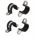 Uxcell 16mm Dia Rubber Lined U Shaped 304 Stainless Steel Pipe Clip Hose Clamp 4pcs