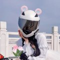 2 Pcs Bear Ears Helmet Accessories Horns Motorcycle Ski Snowboarding Decorations White Pink