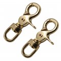 Popetpop 2 Pcs Strap Clips Brass Trigger Snap Hook Bag Clip D Ring For Purse Lobster Clasp Double Swivel Snaps Gold Claw Eye To