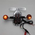 Httmt- Motorcycle Chrome Smoke Metal Flame Brake Tail Light Signal Compatible With Cruiser Chopper Bike P N Xh3118b-c-01-cd
