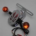 Httmt- Motorcycle Chrome Smoke Metal Flame Brake Tail Light Signal Compatible With Cruiser Chopper Bike P N Xh3118b-c-01-cd