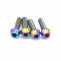 Sorekarain 4 Pcs M4x15mm Rainbow Gr5 Titanium Cone Head Bolts For Bike Rear Derailleur