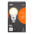 Feit Electric Led Built-in Dusk To Dawn Sensor Intellibulb A19 With An E26 Medium Base Light Bulb 60w Equivalent 15 Year Life