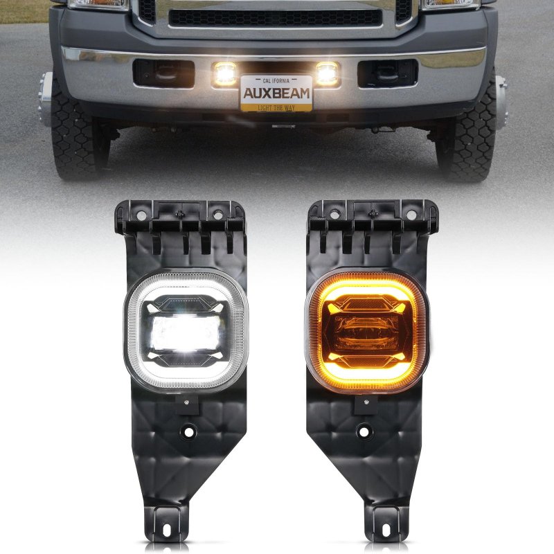 Auxbeam Led Fog Lights With White Drl Amber Turn Signals For Ford F250 F350 F450 F550 Super Duty 2005 2006 2007 Bumper Driving