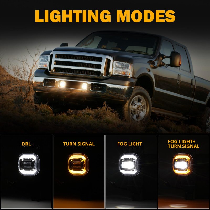 Auxbeam Led Fog Lights With White Drl Amber Turn Signals For Ford F250 F350 F450 F550 Super Duty 2005 2006 2007 Bumper Driving