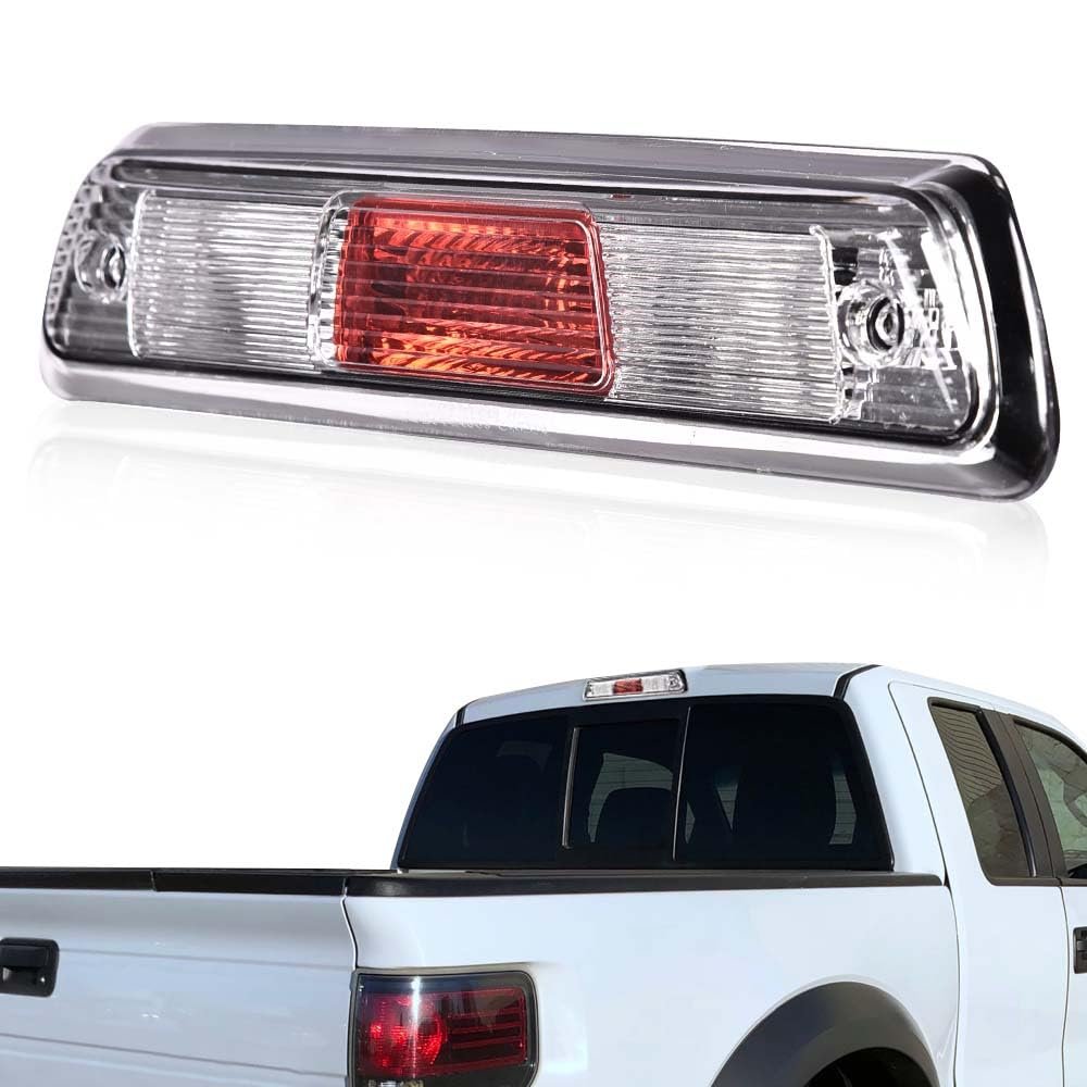 Third Brake Light For 2009 2014 Ford F150 Truck High Mount Stop Assembly With Clear Red Lens And Chrome Housing Al3z13a613e