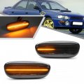 2pcs Amber Dynamic Sequential Blink Led Side Marker Lights For Subaru Impreza Gc Gm Gf 1993-2001 Smoked Lens Front Fender Turn
