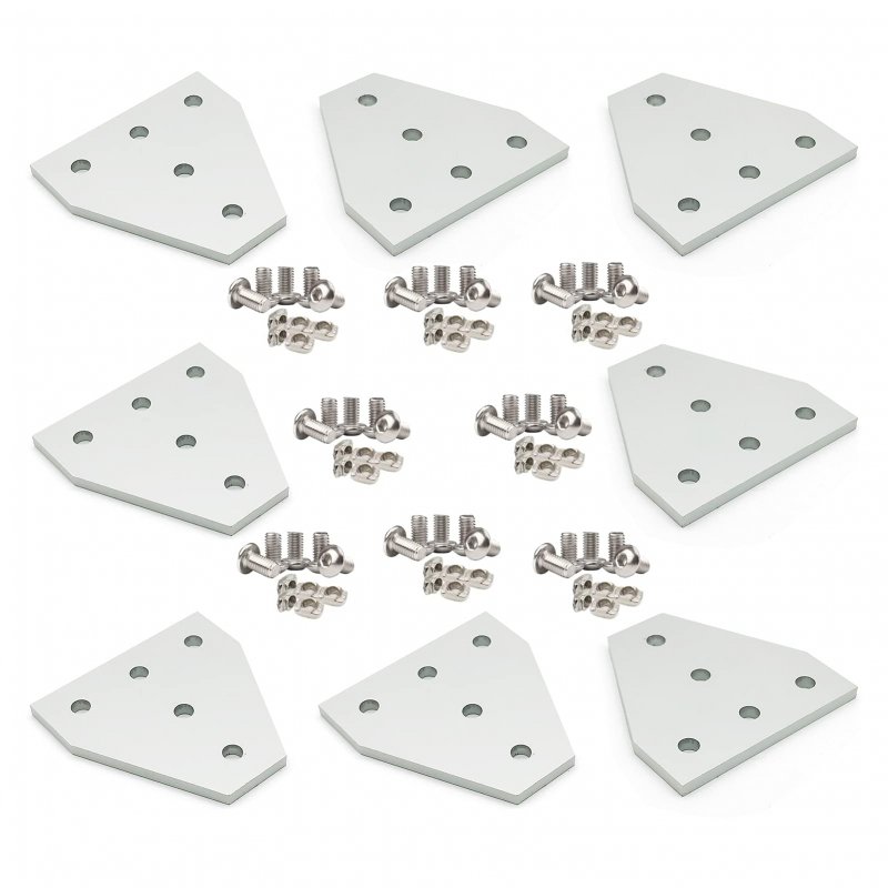 8sets 2020 Aluminum Extrusion Corner Bracket Plate T Shape Anodic Oxidation With Screws And Nuts External Joining Connector For