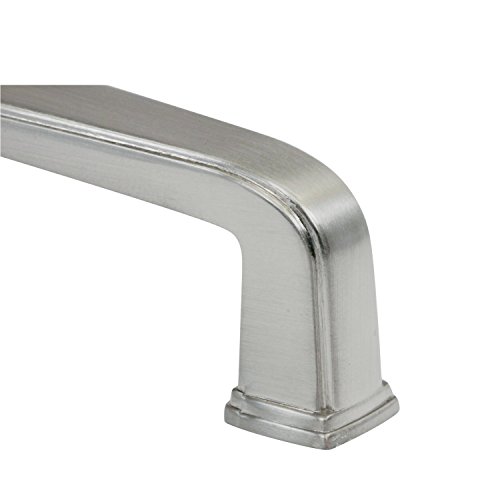 5 Pack Rok Hardware 6-5 160mm Hole Transitional Square Style Brushed Nickel Kitchen Vanity Dresser Cabinet Pull Handle 6-13 16