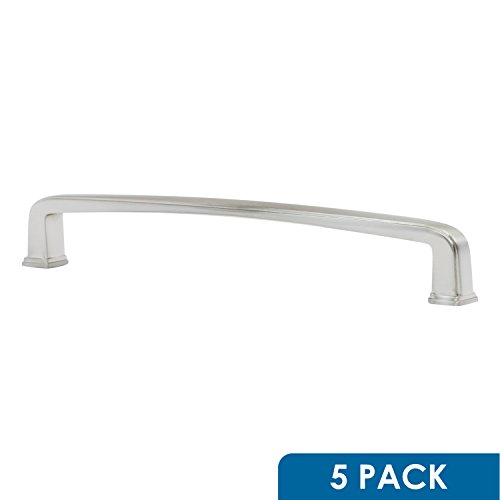 5 Pack Rok Hardware 6-5 160mm Hole Transitional Square Style Brushed Nickel Kitchen Vanity Dresser Cabinet Pull Handle 6-13 16