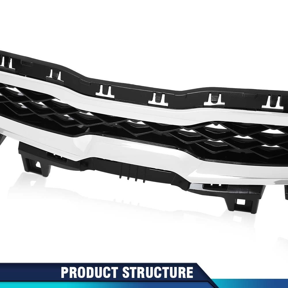 Front Upper Grille Grill W Chrome Trim For Kia Forte 2019-2020 Parrilla Para Replacement 86350m7010 86350m6000 Chrome Black