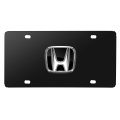 Honda 3d Black Logo On Stainless Steel License Plate For Decorative 