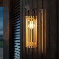 Livinlarge Decor Table Lights Outdoor Bamboo Solar Lantern Hanging Waterproof Lamp With Edison Bulb Boho For Patio Lawn Yard 