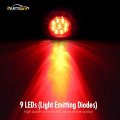 Partsam 5pcs 2 Inch Round Led Marker Lights 9 Red Diodes Smoked W Reflectors Truck Trailer Rv Flush Mount Waterproof V 2 Kits