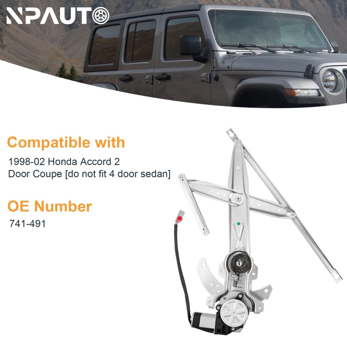 Front Passenger Side Power Window Regulator With Motor Fit For 2 Door Coupe Only Honda Accord 1998 1999 2000 2001 2002 Right