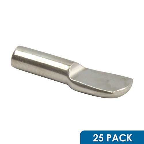 25 Pack Rok Hardware 3mm Shelf Pin Spoon Shaped Cabinet Support Pegs Holder Metal Nickel