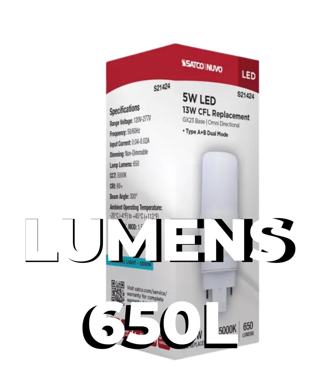 Satco S21424 5w Led Pl Gx23 Type A B Dual Mode Ballast Compatible Or Bypass 5000k Daylight 650 Lumens 13w Cfl Replacement