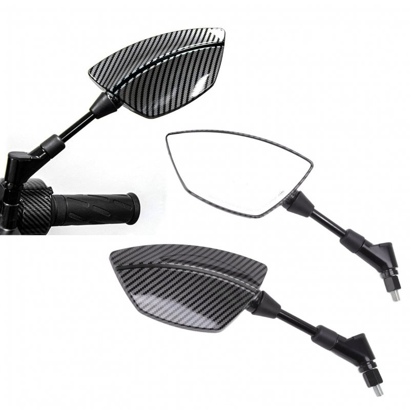 Motorcycle Side Mirror Convex Glass Adjustable Universal Wide Angle Motorbike Rearview For Scooters Atvs With 8mm Base Black