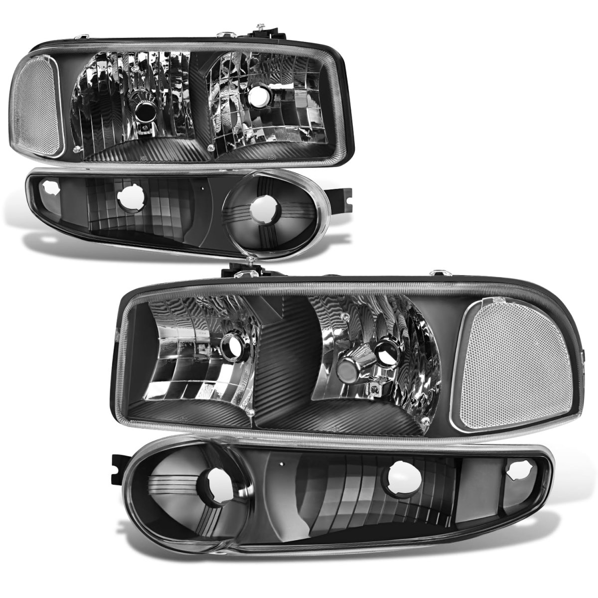 Auto Dynasty Headlights Assembly For 2001-2007 Gmc Sierra Yukon Xl 1500 Denali Classic 4pcs Driver Passenger Side Halogen