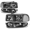 Auto Dynasty Headlights Assembly For 2001-2007 Gmc Sierra Yukon Xl 1500 Denali Classic 4pcs Driver Passenger Side Halogen 