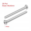 Uxcell M5x50mm Machine Screws Phillips Cross Pan Head Screw 304 Stainless Steel Fasteners Bolts 20pcs