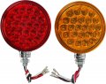 All Star Truck Parts 2pc Amber Red 48 Led Round Double Face Chrome Stud Mount Pedestal Fender Stop Turn Tail Light Trailer 