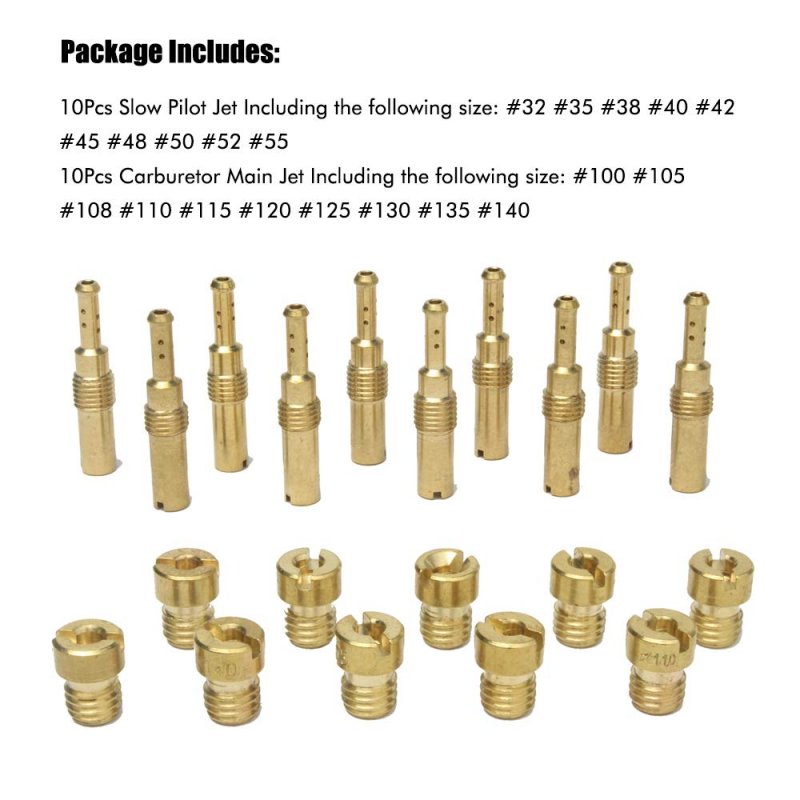 20pcs Jets Kit 10pcs Carburetor Main And Slow Pilot For Pwk Keihin Oko Cvk Pwm