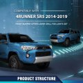 Front Bumper Upper And Lower Grill With Fog Lights Set For Toyota 4runner Sr5 2014 2015 2016 2017 2018 2019 Black