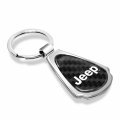 Ipick Image Compatible With Jeep Name Real Black Carbon Fiber Chrome Metal Teardrop Key Chain Key-ring