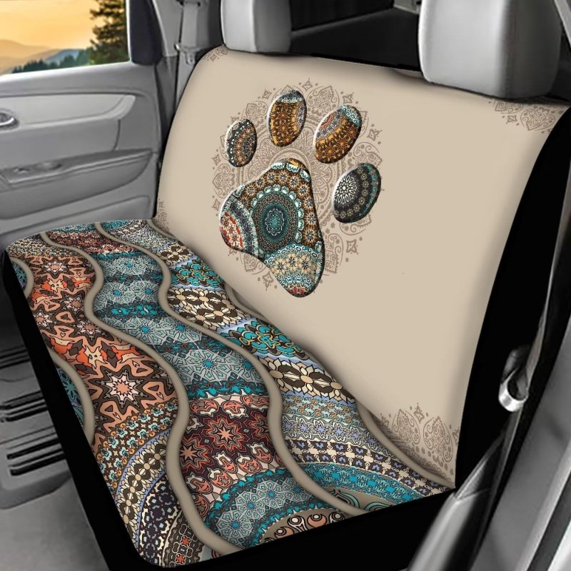 Wellflyhom Dog Paw Car Accessories Seat Cover For Women Boho Floral Rear Bench Seats Protectors Tribal Aztec Navajo Saddle