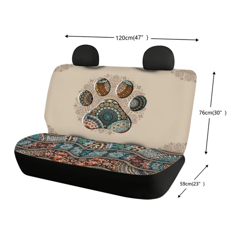 Wellflyhom Dog Paw Car Accessories Seat Cover For Women Boho Floral Rear Bench Seats Protectors Tribal Aztec Navajo Saddle