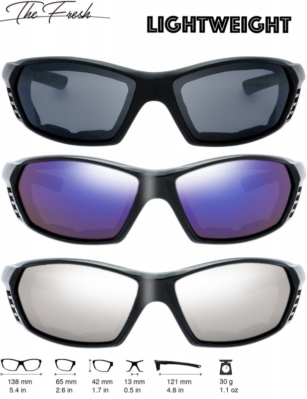 Motorcycle Riding Glasses 3 Pairs Uv400 Uv Protection Goggles With Padded Frame Grey Blue Mirror And Silver Lenses Model Fr13