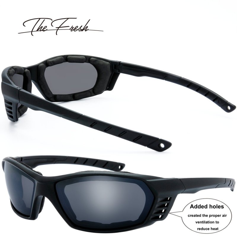 Motorcycle Riding Glasses 3 Pairs Uv400 Uv Protection Goggles With Padded Frame Grey Blue Mirror And Silver Lenses Model Fr13