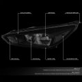 Tinted Houisng Clear Corner Headlight Head Lamps Tool Kit Compatible With Ford Focus 15-18